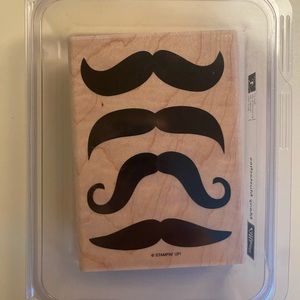 Stampin’ Up! Retired wood block Many Mustaches stamp. EUC.